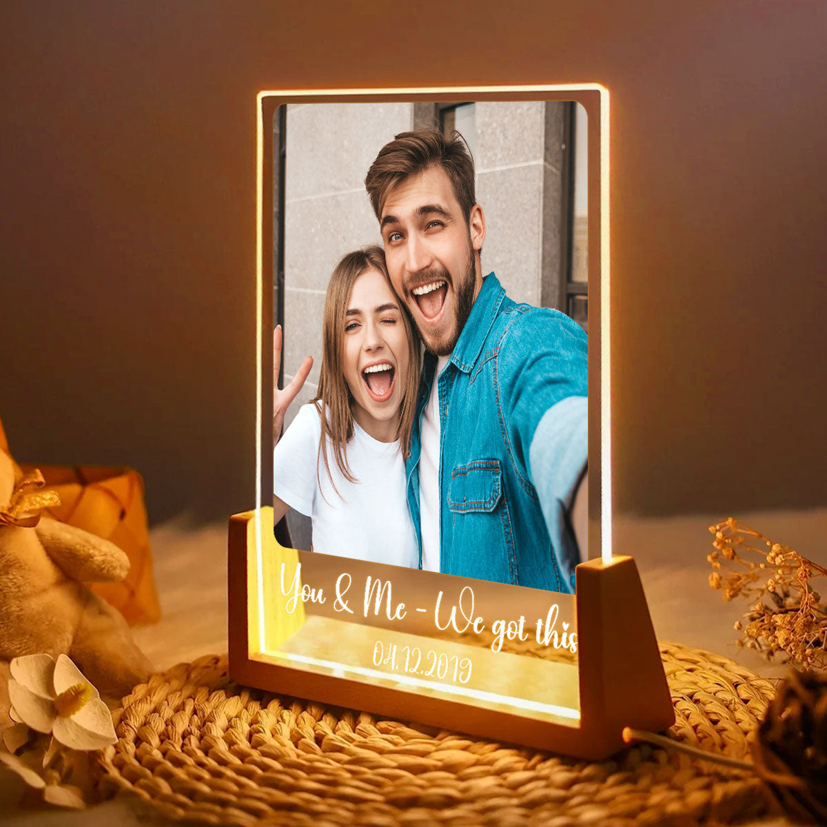 Custom Photo Night Light You Make My Heart Smile - Personalized LED Night Light - Sentimental Gift for him, for her