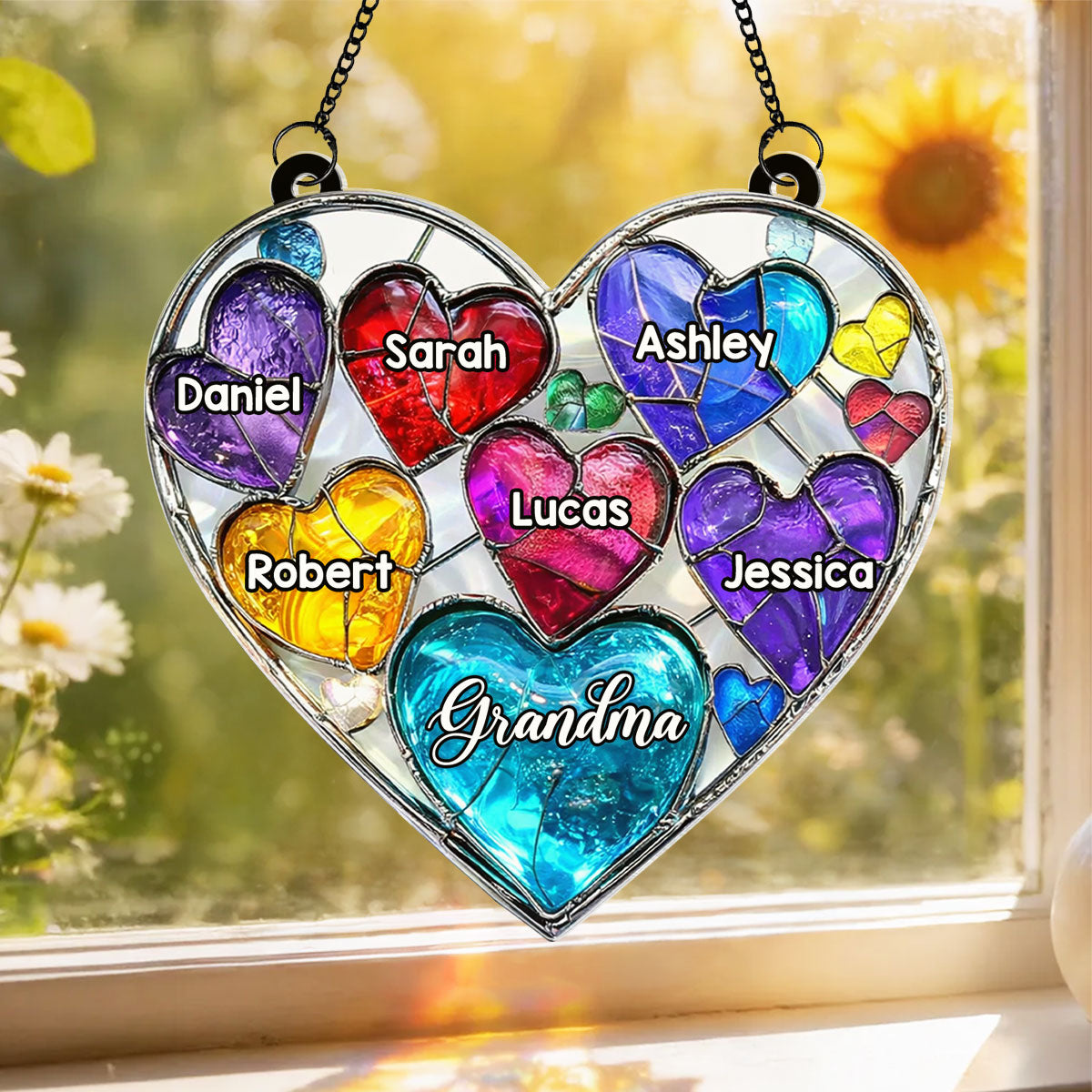 Grandma' Sweethearts - Personalized Suncatcher - Mother's Day Gift for Grandma, Mom, Wife