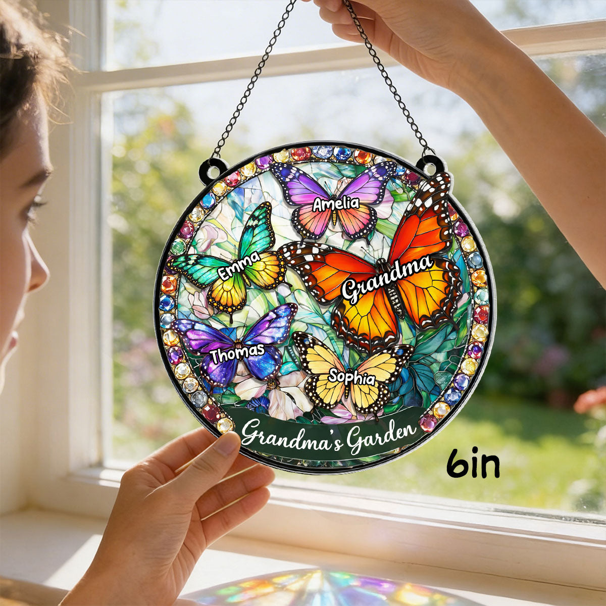 Grandma's Garden Butterflies - Personalized Suncatcher - Heartfelt Mother's Day Gift for Grandma, Mom