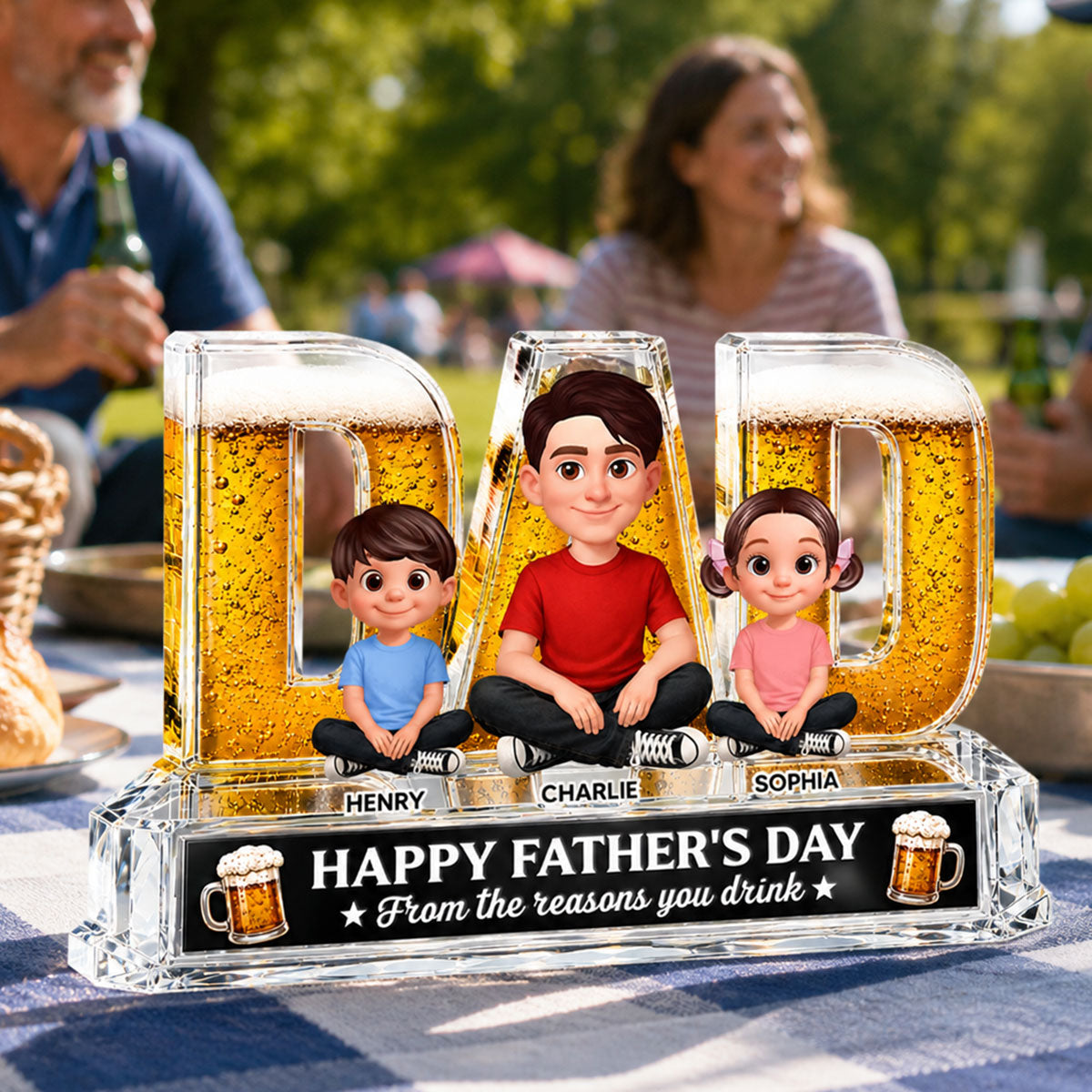 To Dad From The Reasons You Drink Dad Beer - Personalized Acrylic Block Plaque -  Gift For Husband, Dad, Beer Lovers