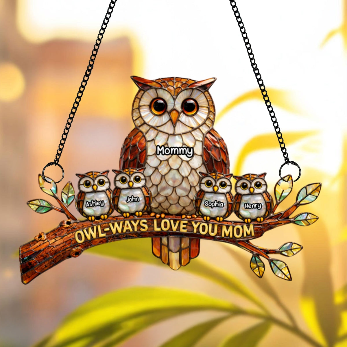 Owl-Ways Love You Mom - Personalized Suncatcher - Gift For Mom, Grandma