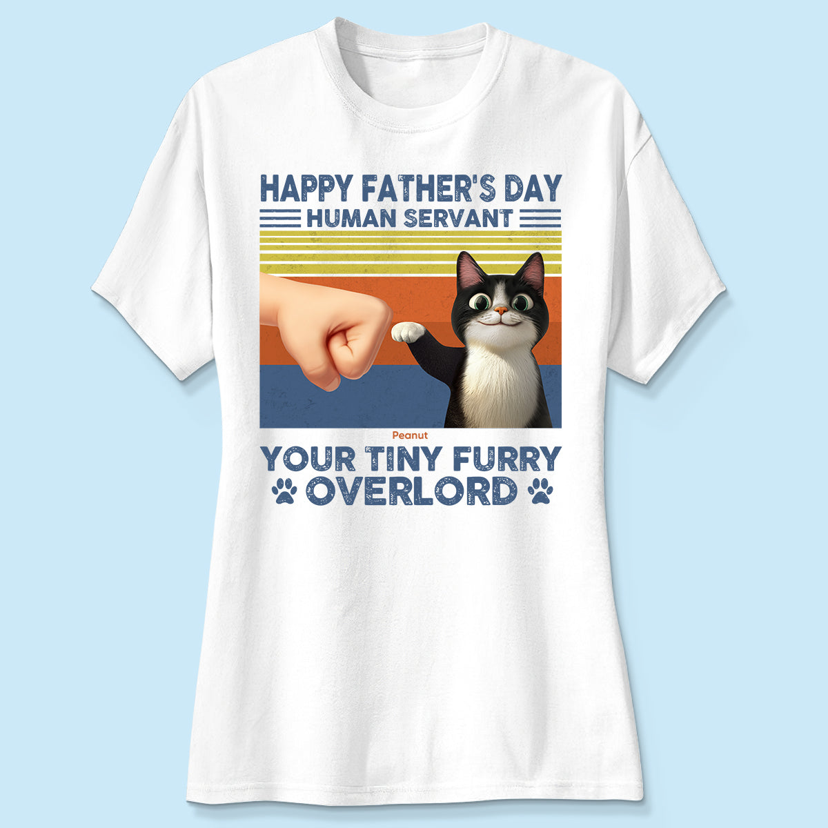 Happy Father's Day Human Servant Cat Dad, Funny Cute Cartoon Cats Personalized Shirt