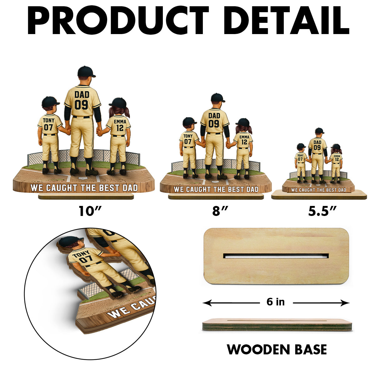 Daddy's Baseball Dream Team - Personalized 2-Layered Wooden Plaque -  Gift For Baseball Dad