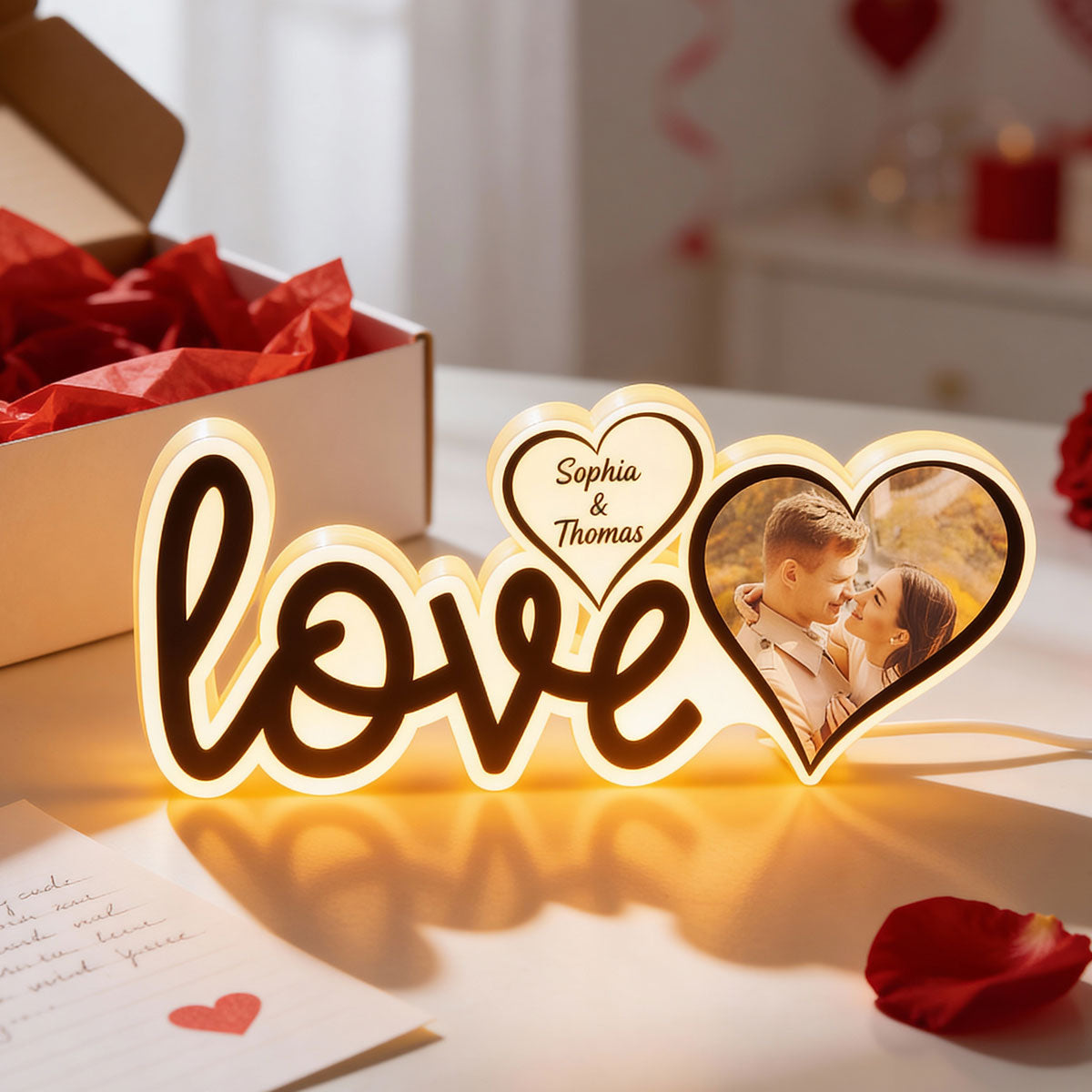 Couple Love Custom Photo - Personalized Light Box - Valentine's Day Gift For Him or Her