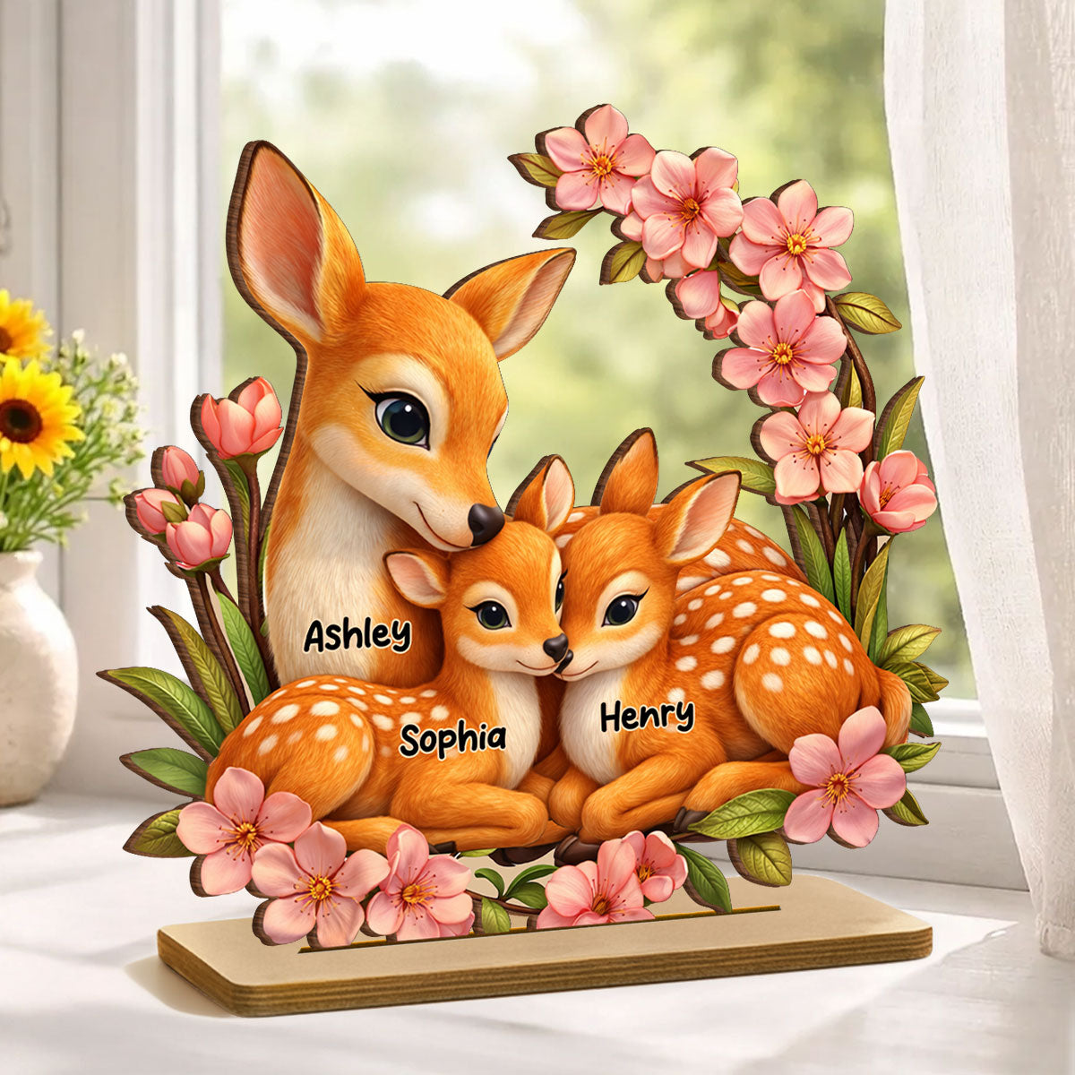 Deer And Fawn - Personalized Wooden Plaque - Heartfelt Mother's Day Gift for Mom, Wife