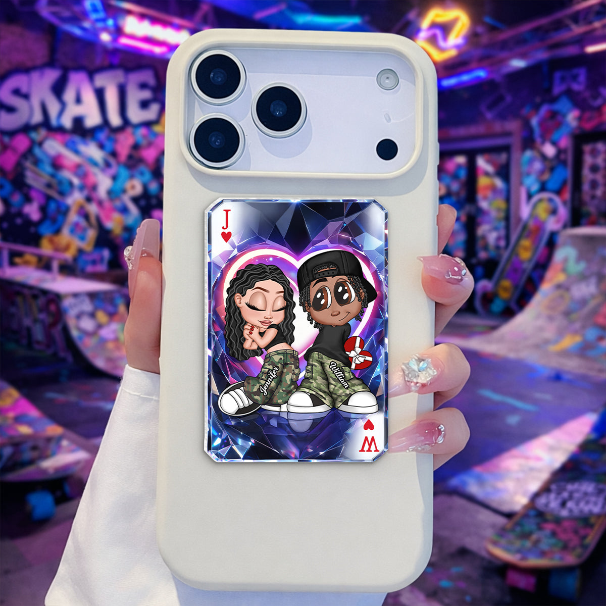 Y2K Couple King Queen Card - Personalized Phone Grip - Heartfelt Valentine's Day Gift for Her, for Him, Couple Matching Phone Grips