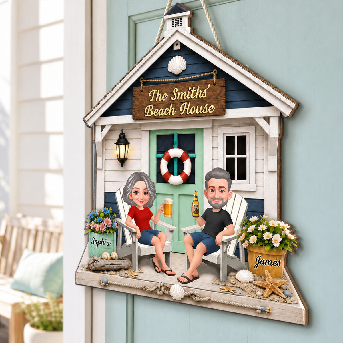 Welcome To Our Beach House 2D Flat - Personalized Wood Sign