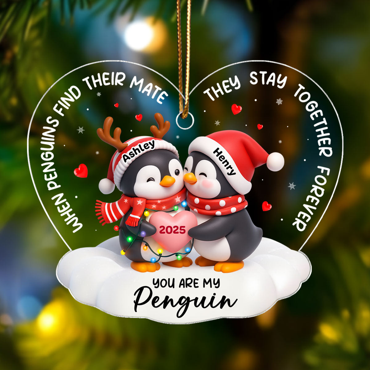 You Are My Penguin - Personalized Acrylic Ornament - Christmas Gift for Couple
