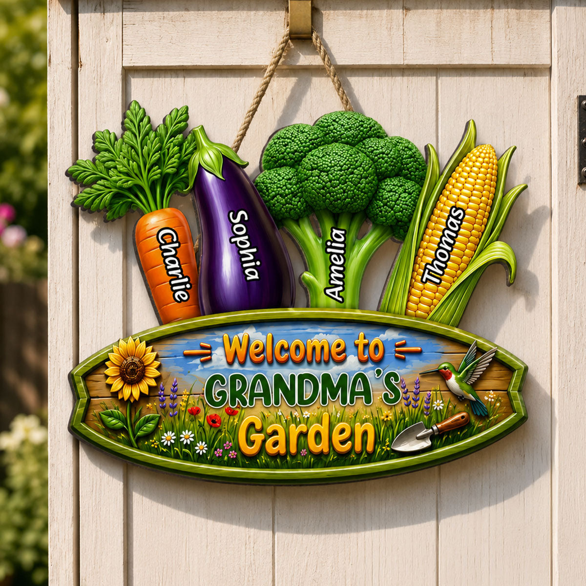 Welcome To Grandma's Garden - Personalized Wood Sign - Gift For Grandma, Garden Decorations
