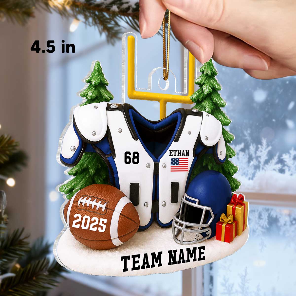 3D Effect Proud Nation Flag American Football Shoulder Pads - Personalized Acrylic Ornament - Gift For Football Lovers