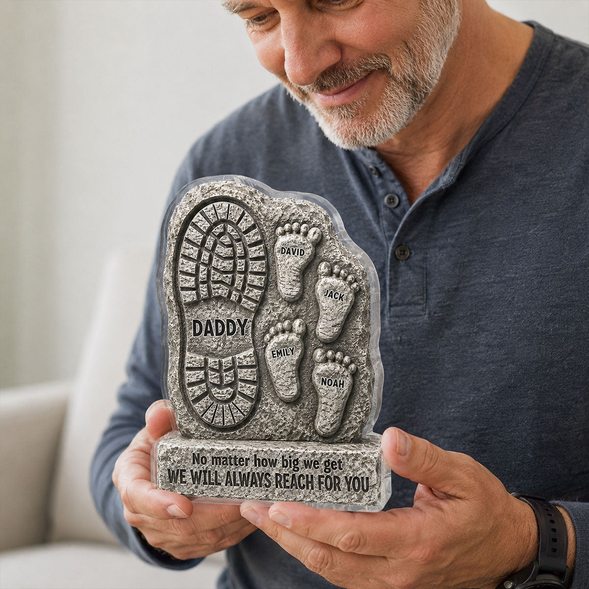 No Matter How Big We Get Always Reach For You Dad - Personalized Acrylic Block Plaque - Heartfelt  Gift For Dad, Husband