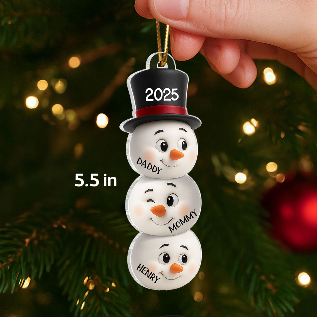 Christmas Family Snowman Funny Faces - Personalized Acrylic Ornament