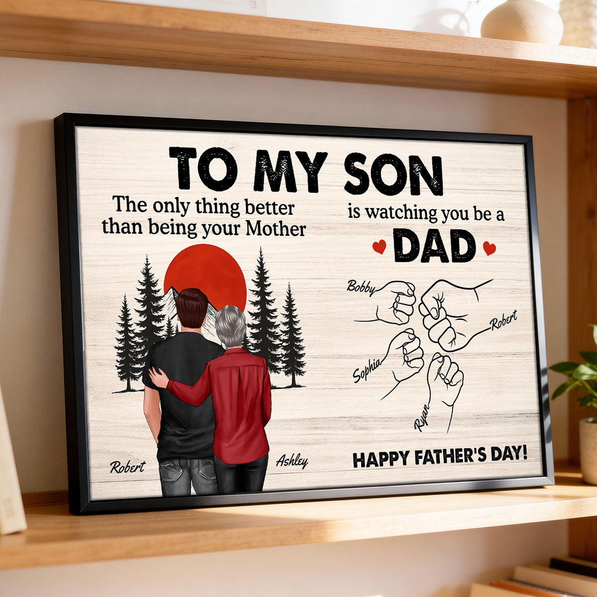 Retro Vintage Sunset To My Son Watching You Be A Dad - Personalized Poster - Father's Day Gift For Son