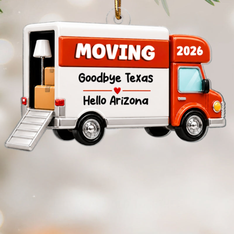 Moving Van New Home 2D Flat - Personalized Acrylic Ornament - 1st Home 1st Apartment Keepsake