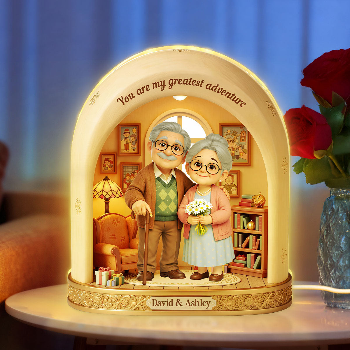 A Lifetime Adventure Old Couple - Personalized Light Box - Anniversary, Valentine's Day Gift, Gift For Him, Gift For Her