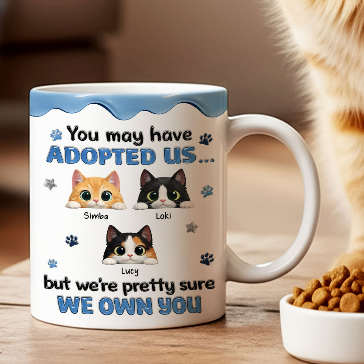 You May Have Adopted Us But We Own You - Personalized Mug - Funny Gift for Cat Moms, Cat Dads
