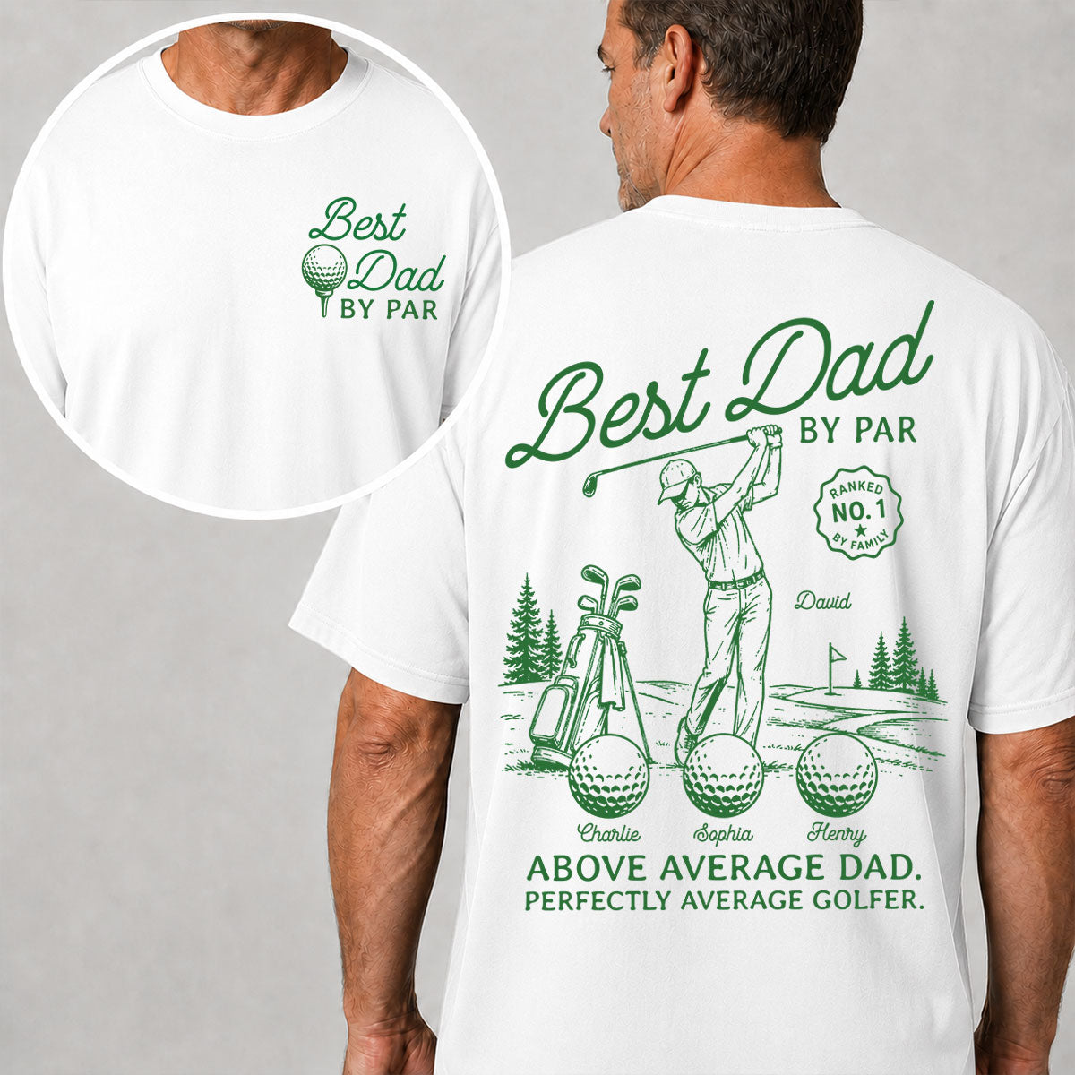 Golf Dad Legend Best Dad By Par - Personalized Double-Sided Shirt - Father's Day Gift For Dad, Husband, Golfers