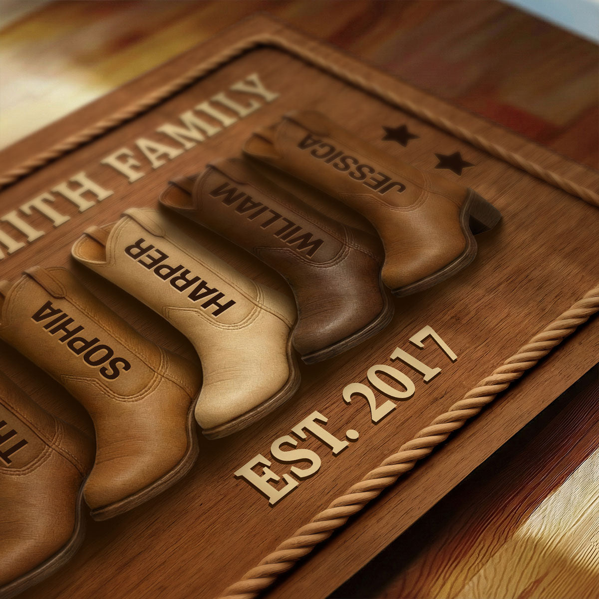 Family Cowboy Boots - Personalized Poster - Gift For Family