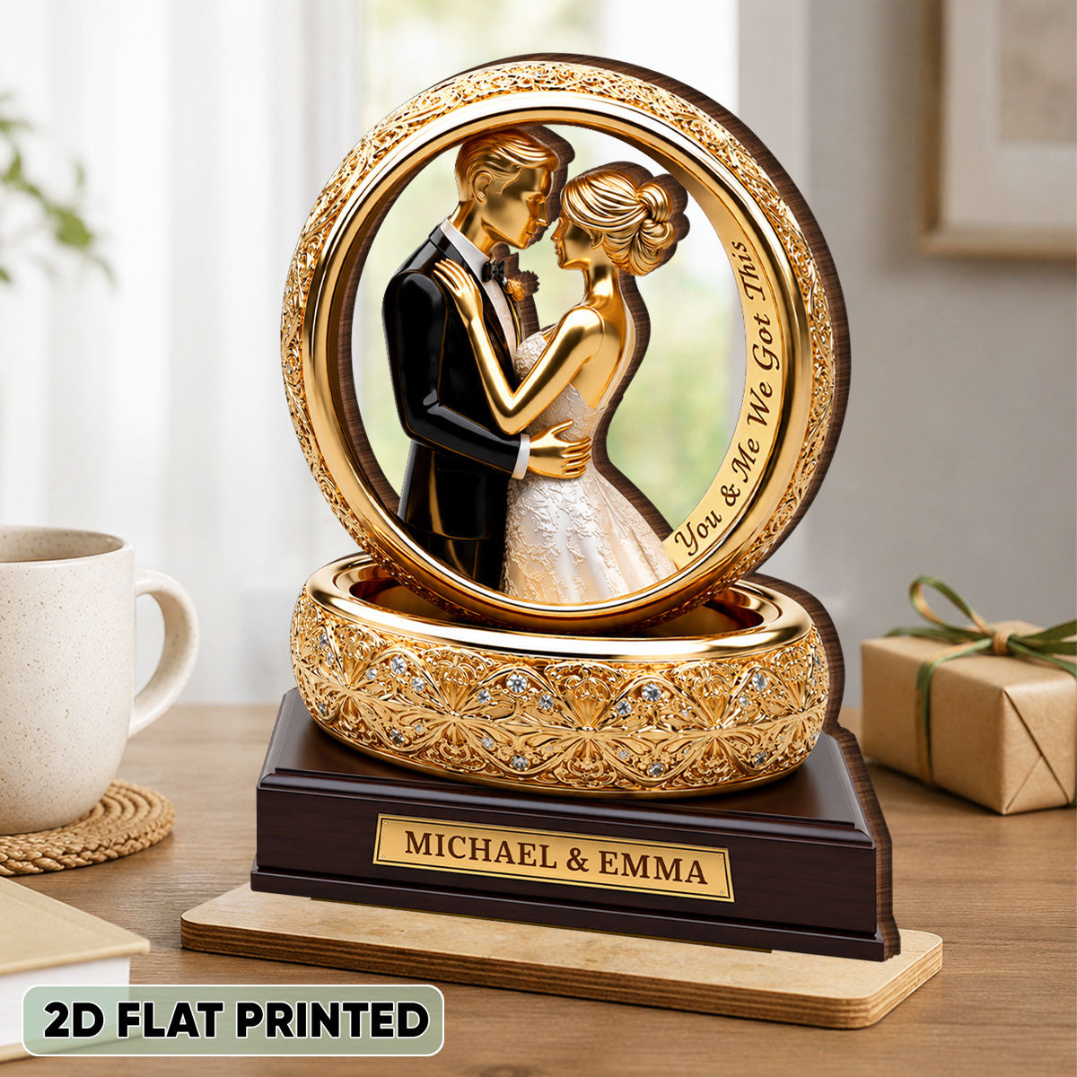 Bound By Golden Love Anniversary - Personalized 2-Layered Wooden Plaque - Anniversary Gift, Gift For Couple