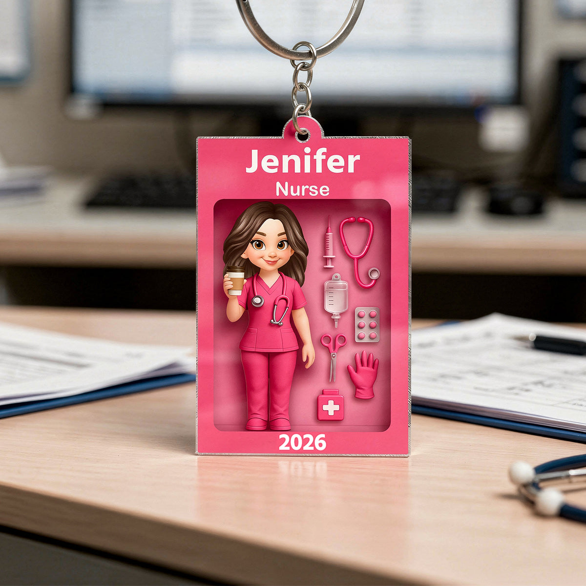 Nurse In Toy Box - Personalized Car Hanger - Special Gift For Nurse, For Co-workers