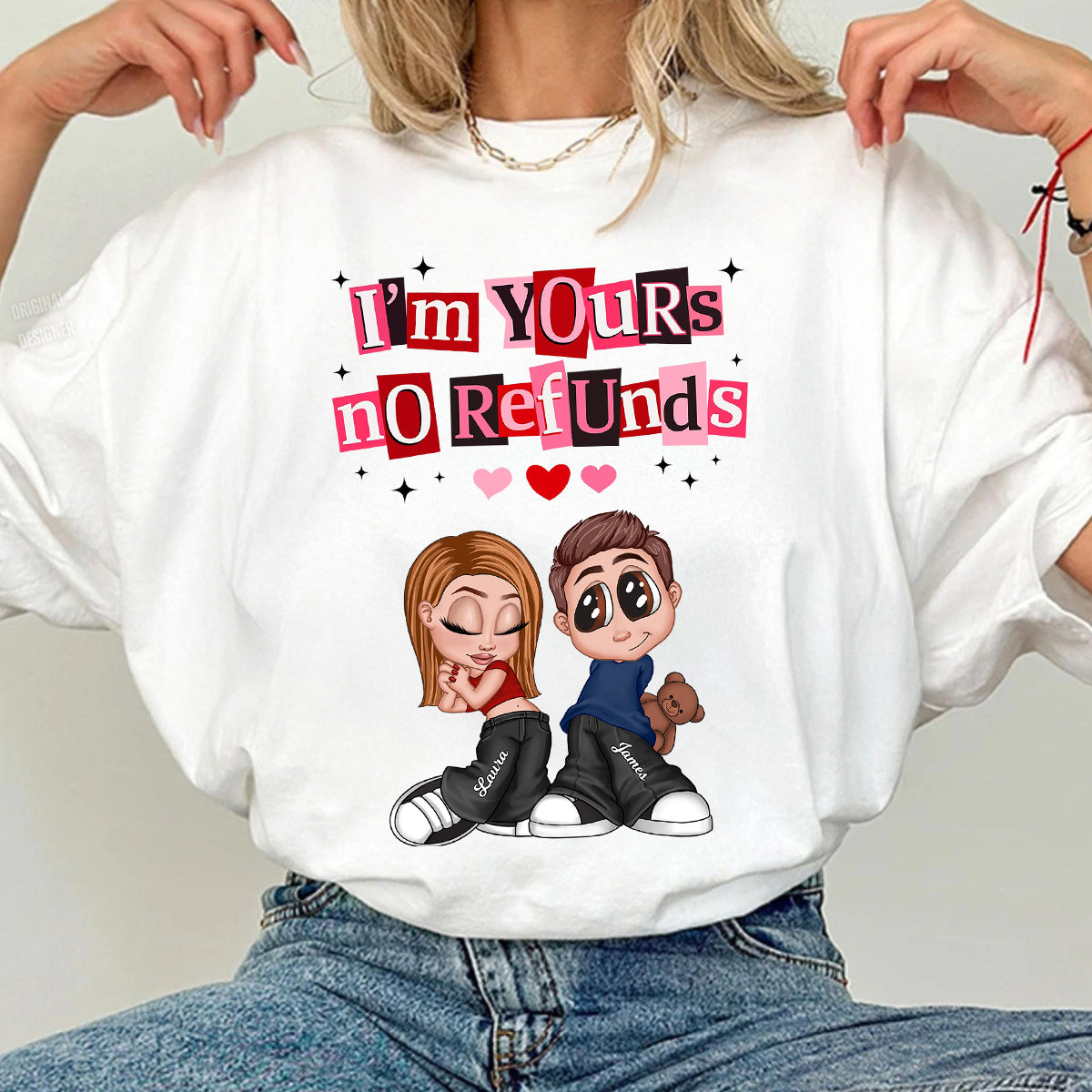 Y2K Couple I'm Yours No Refund - Personalized Shirt - Funny Valentine's Day Gift for Him, for Her, Matching Couple Shirts