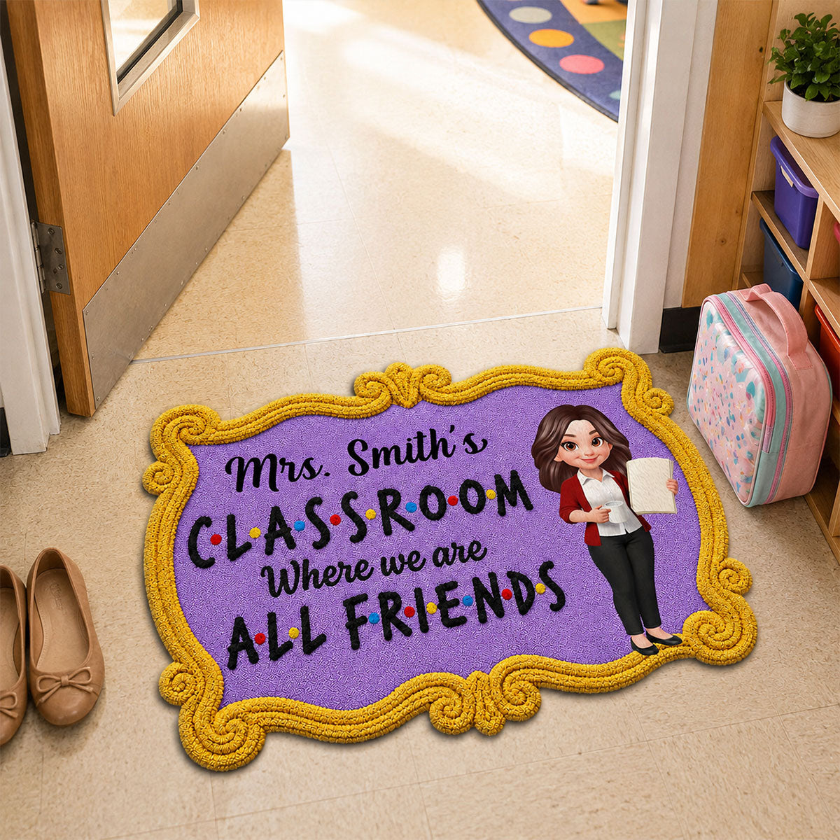 Friendly Teacher - Personalized Doormat - Back To School, Classroom Decor