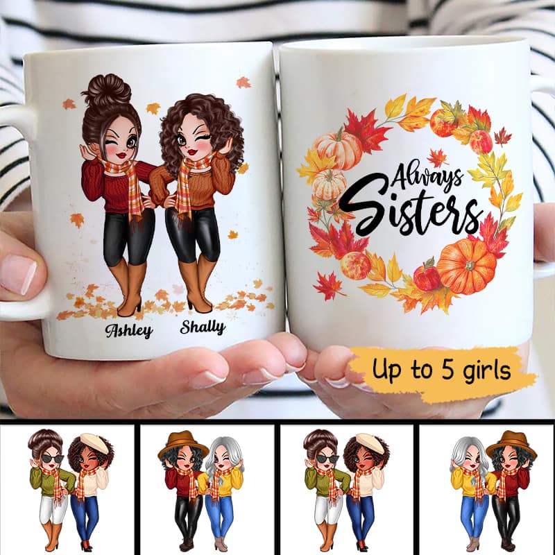 Fall Season Wreath Pretty Girls Personalized Mug