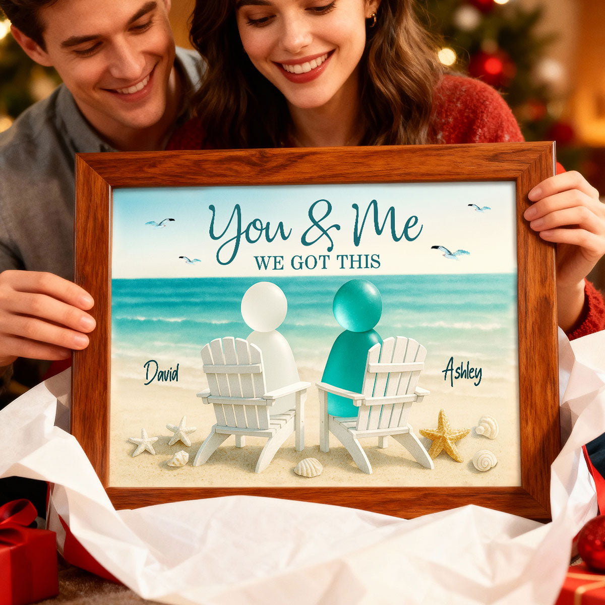 3D Sea Glass Effect Couple You & Me We Got This - Personalized Poster