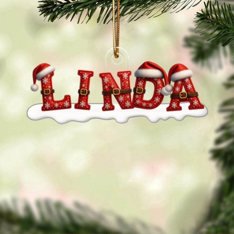 Santa Alphabet Custom Name - Personalized Acrylic Ornament - Christmas Tree Decor