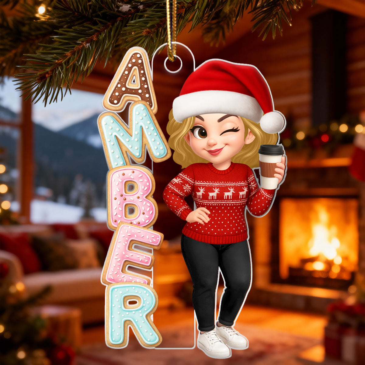 Cookies Alphabet Custom Name - Personalized Acrylic Ornament - Christmas Gift for Loved Ones