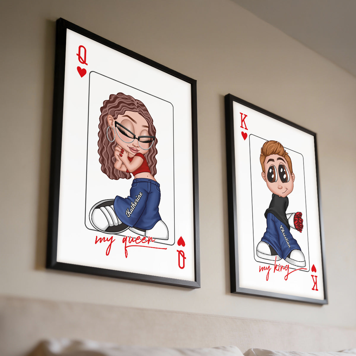 My King My Queen Y2K Couple - Personalized Poster - Valentine's Day Gift, Anniversary Gift For Him, For Her [Sold Individually]