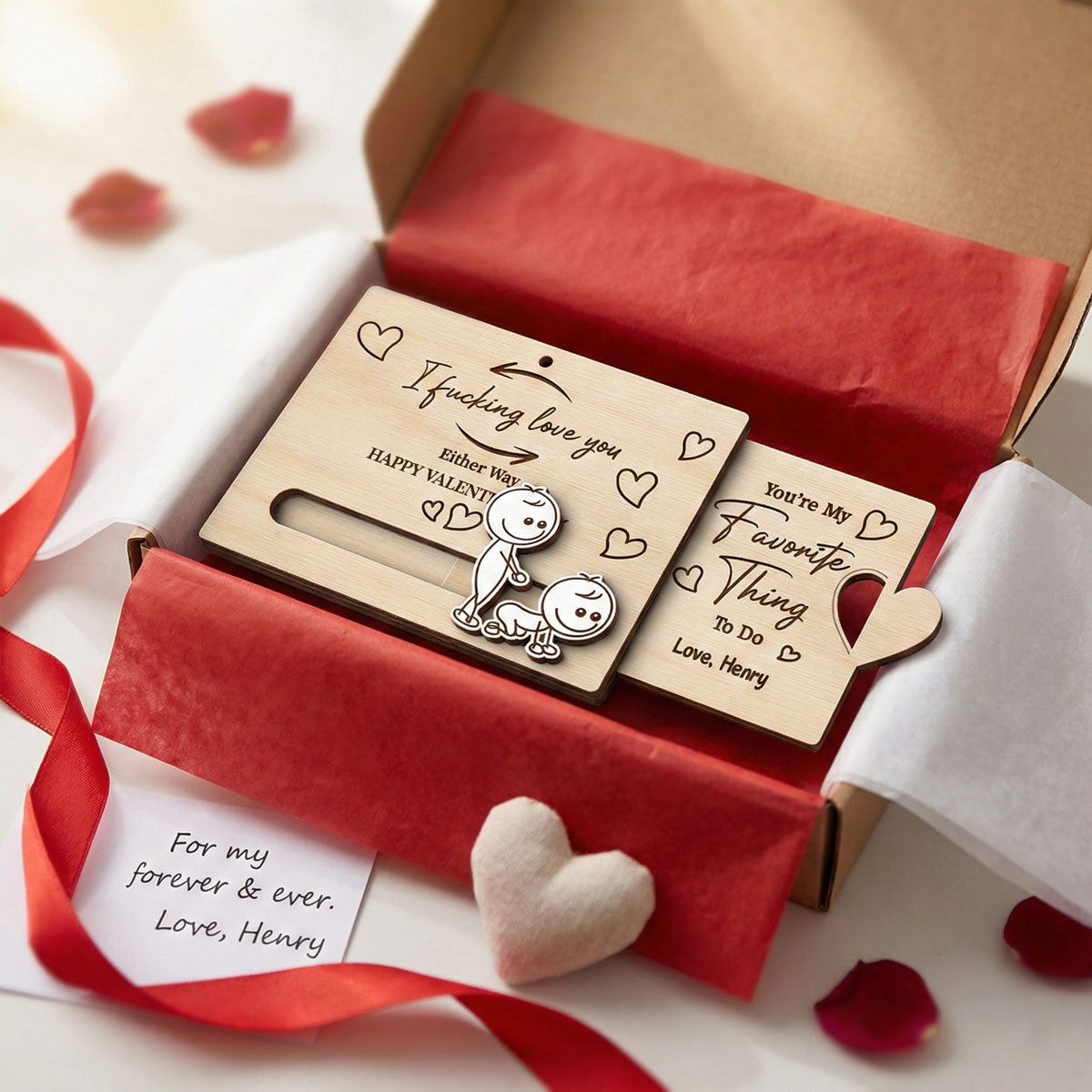 I Fcking Love You Funny Inappropriate Couple - Personalized Wooden Slider Ornament - Valentine's Day Gift For Him, For Her