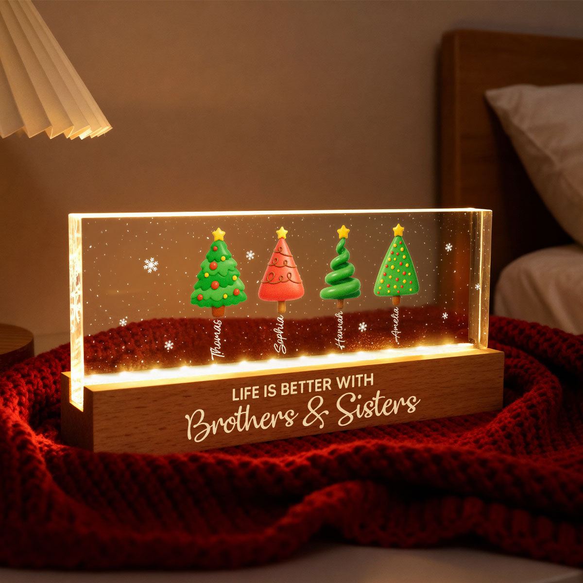 Brothers & Sisters Forever Linked Together - Personalized LED Night Light - Unique Christmas Gift For Brothers, Sisters, Siblings