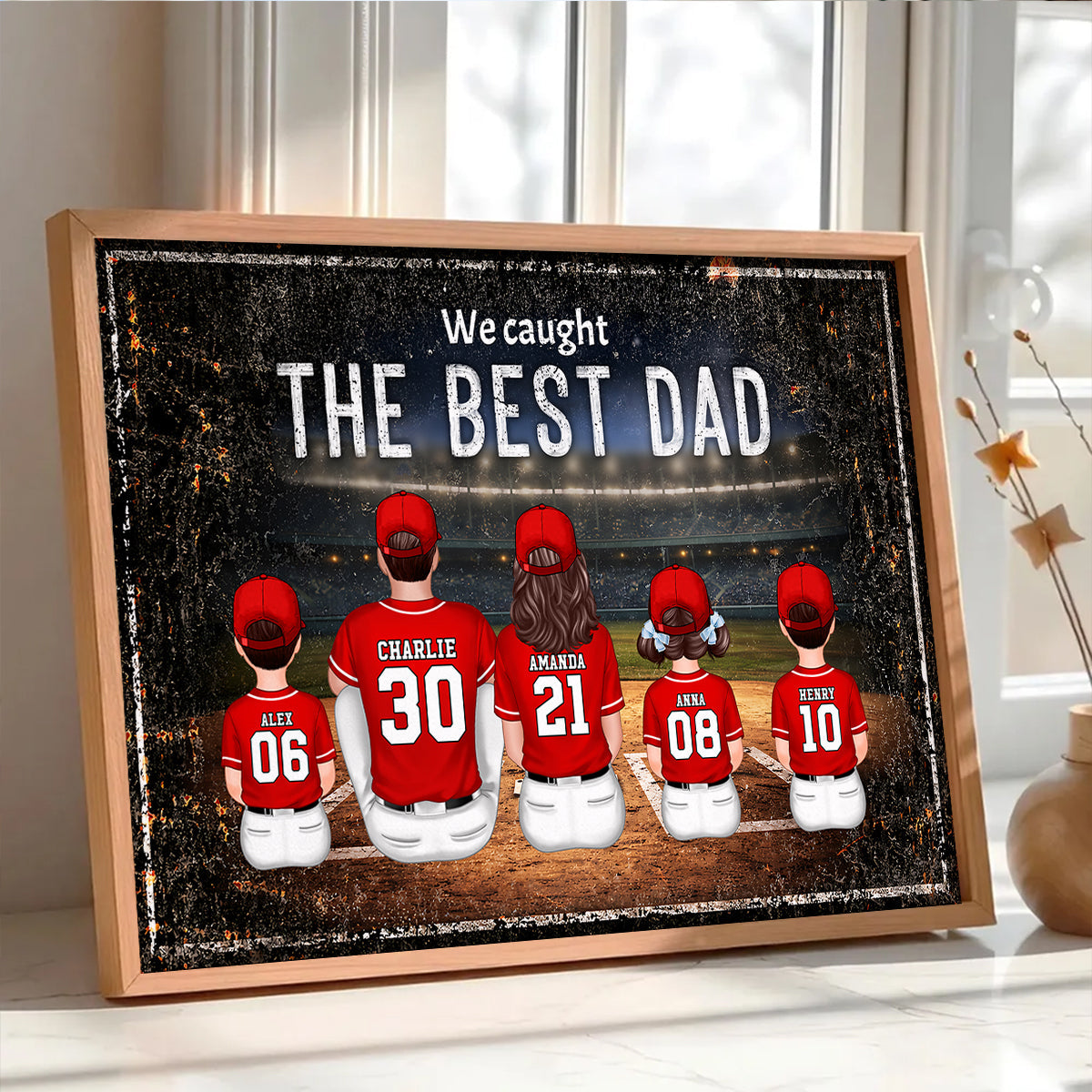Daddy's Dream Team Baseball - Personalized Poster - Father's Day Gift for Dad, Husband