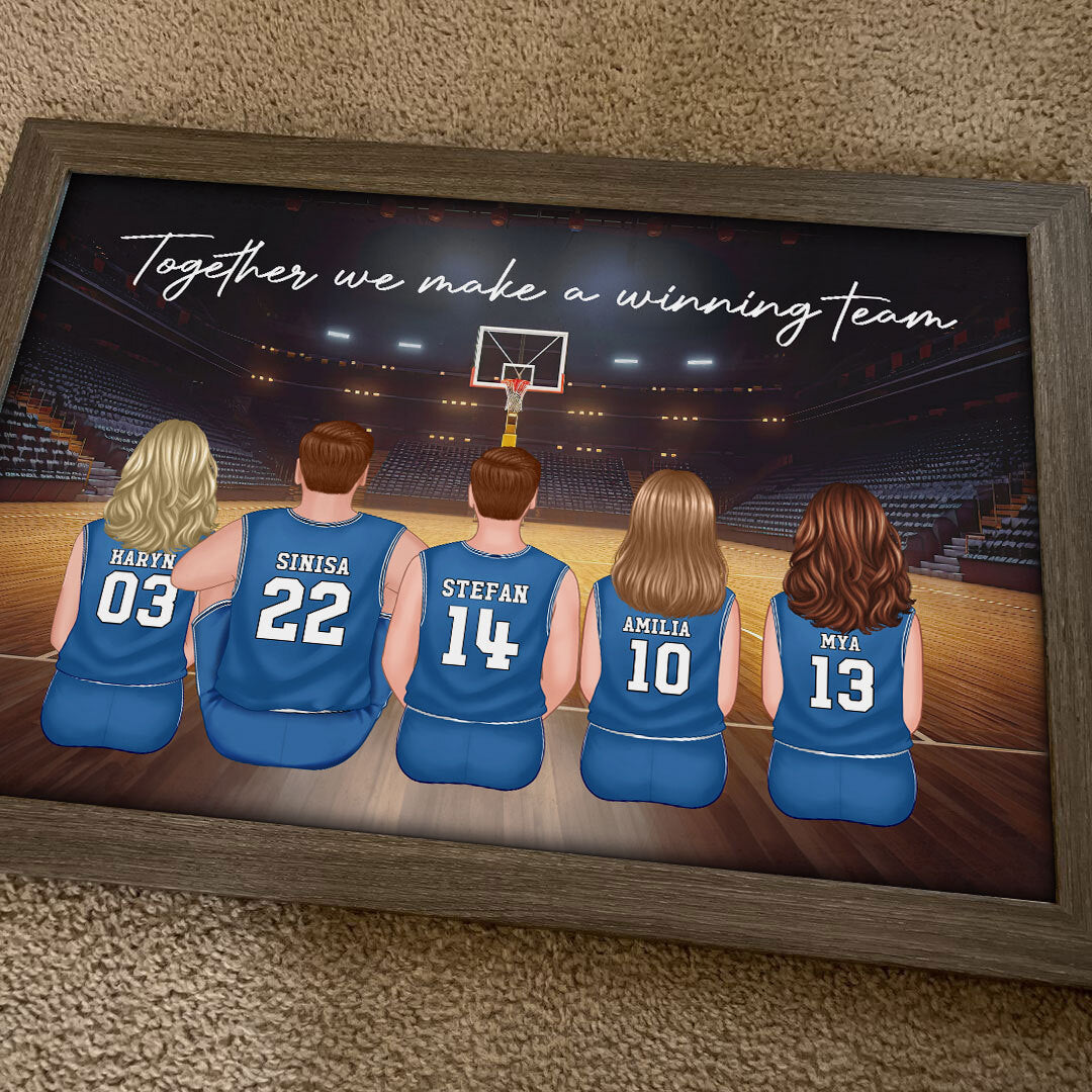 Daddy's Team Basketball Family Sitting Personalized Poster, Gift For Family, Dad, Grandpa, Husband