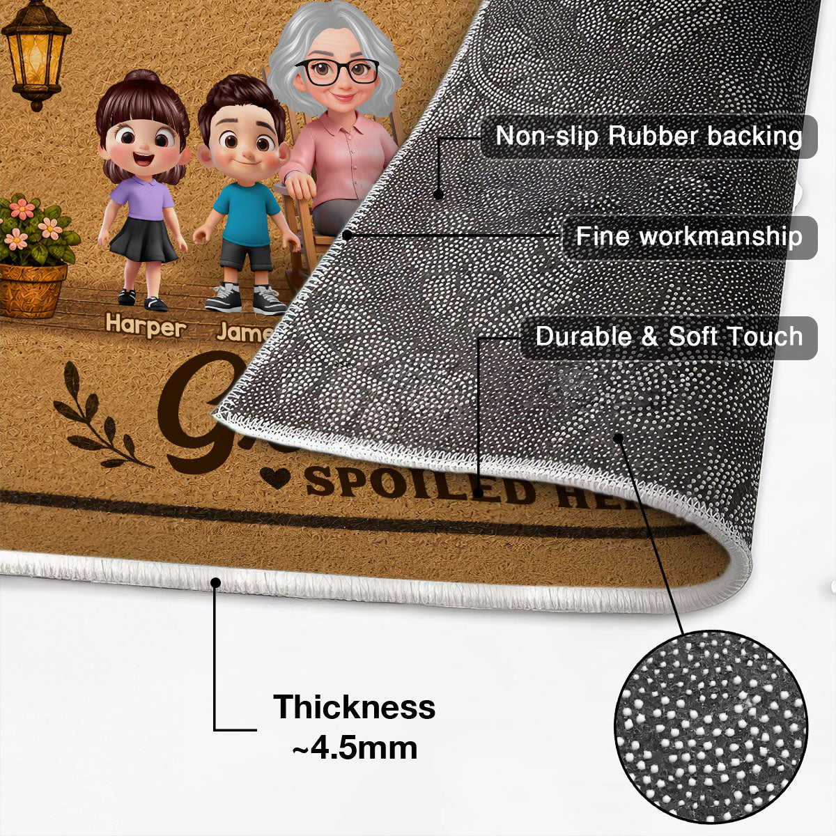 Grandkids Spoiled Here Grandparents & Grandkids - Personalized Doormat - Home Decor Gift For Grandparents