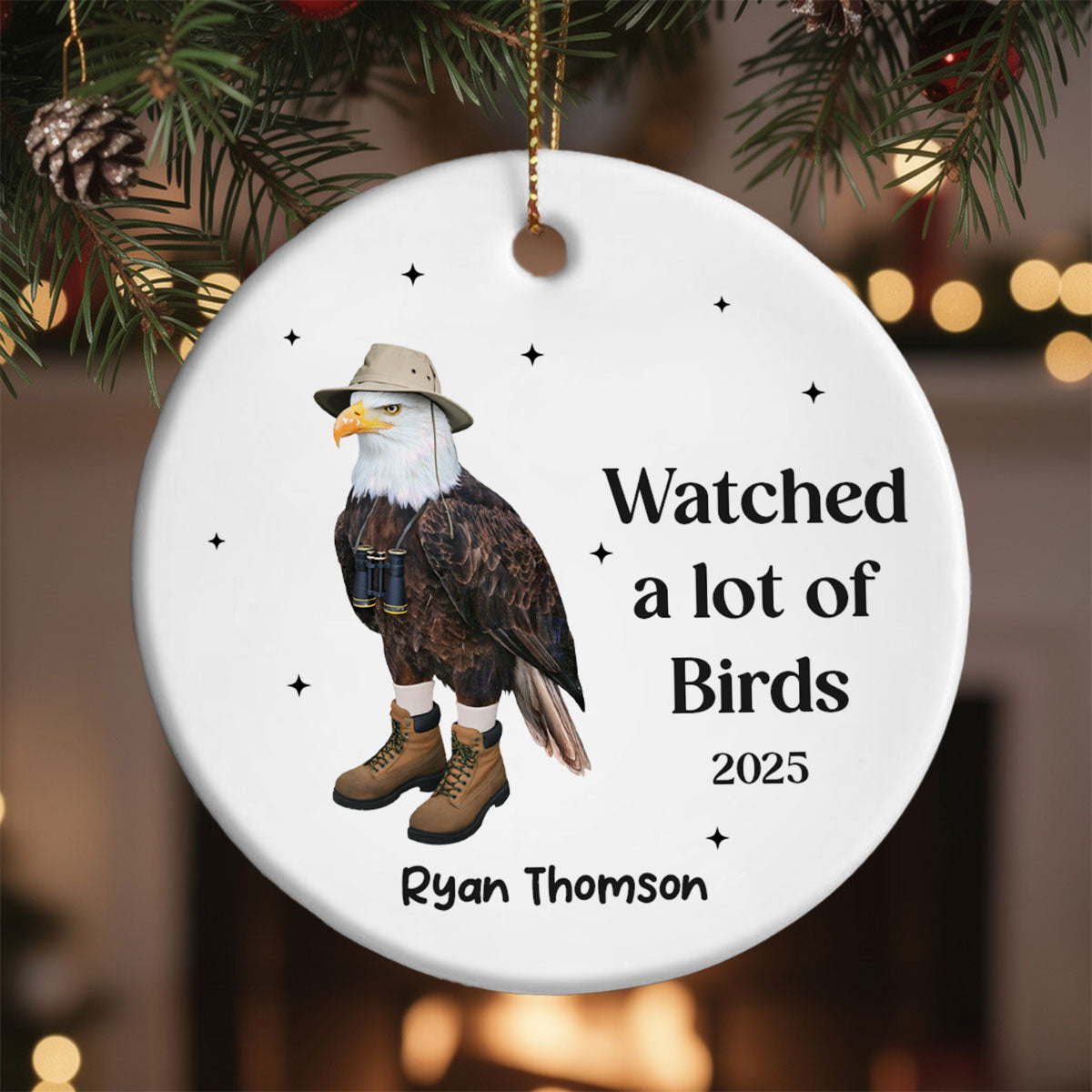 Bird Nerd Watched A Lot Of Birds - Personalized Ceramic Ornament - Gift for Bird Lover, Bird Watcher, Twitcher