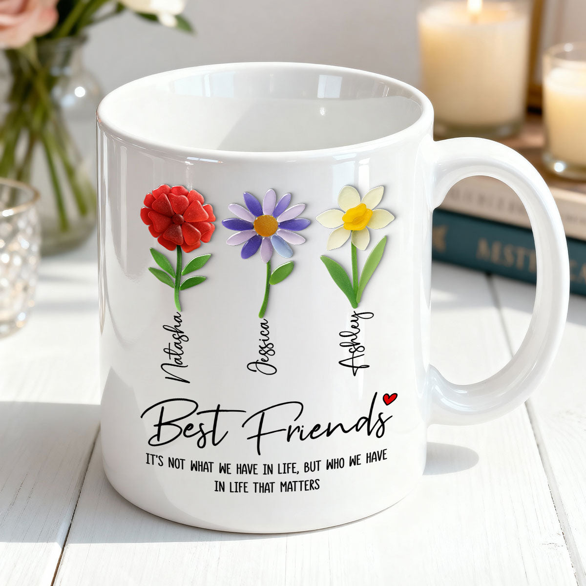 It's Who We Have in Life that Matters, Custom Birth Month Flower - Personalized Mug - Christmas Gift for Best Friends