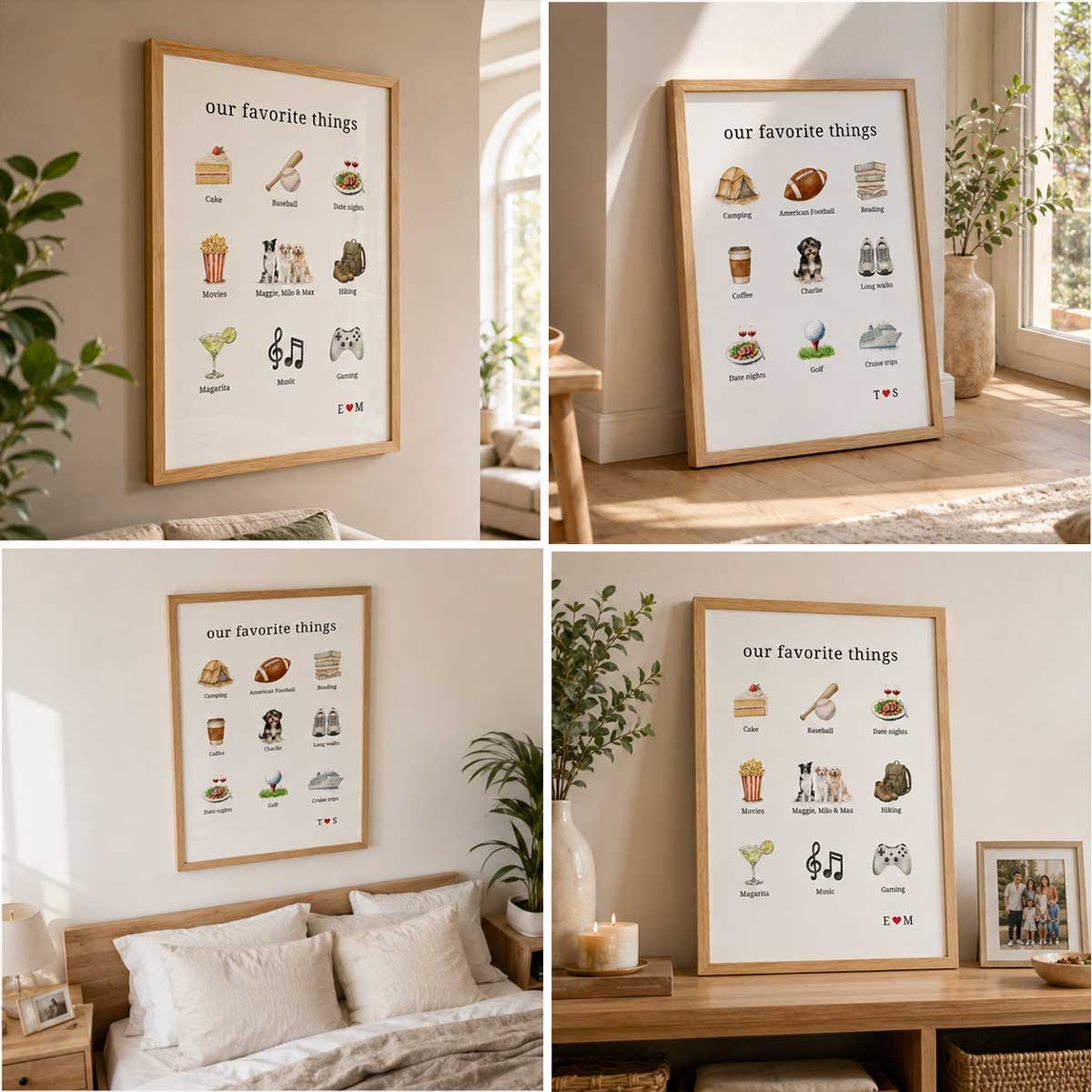 Our Favorite Things Couple & Dogs - Personalized Poster