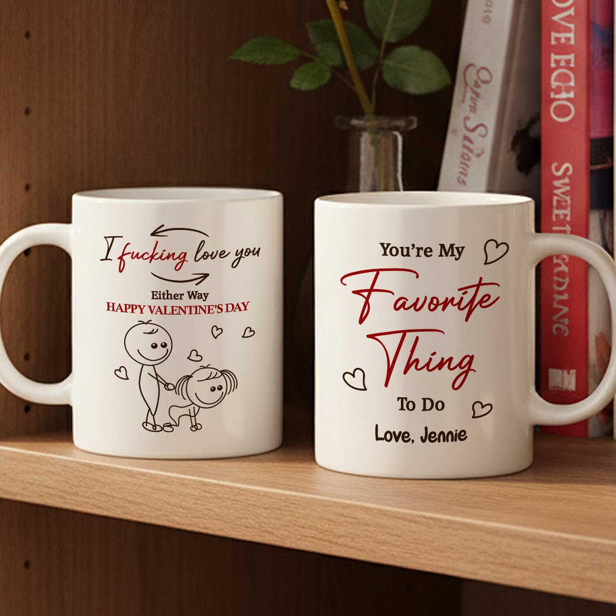 I Fcking Love You Funny Inappropriate Stick Couple - Personalized Mug - Valentine's Day Gift For Him, For Her