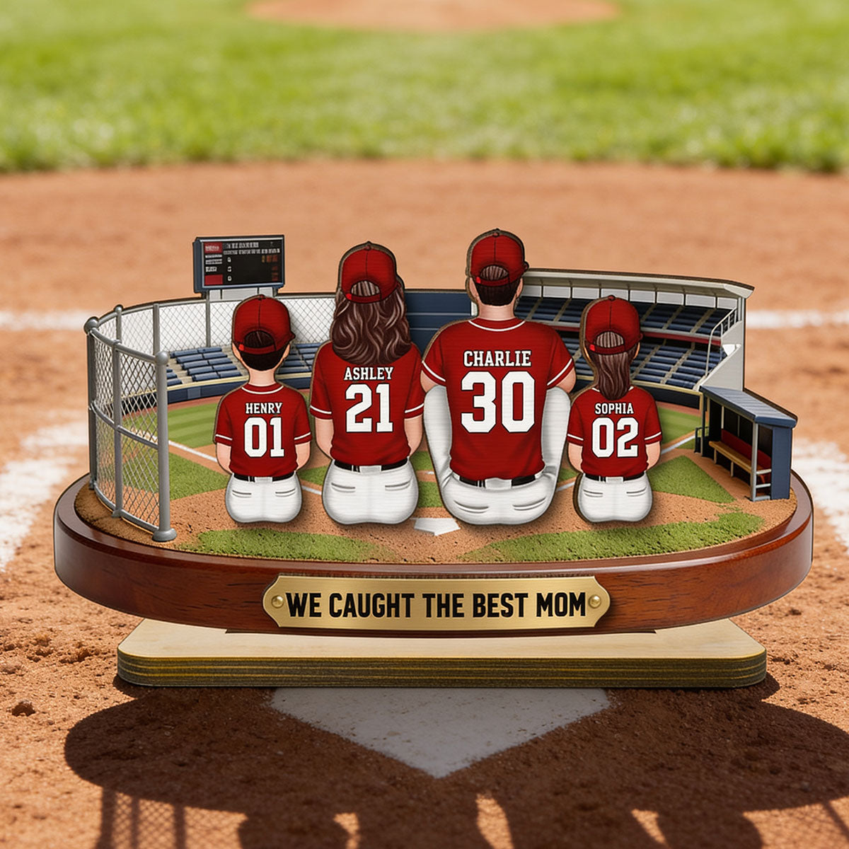Baseball Family Daddy's Mommy's Dream Team - Personalized 2-Layered Wooden Plaque -  Gift For Baseball Dad, Mom