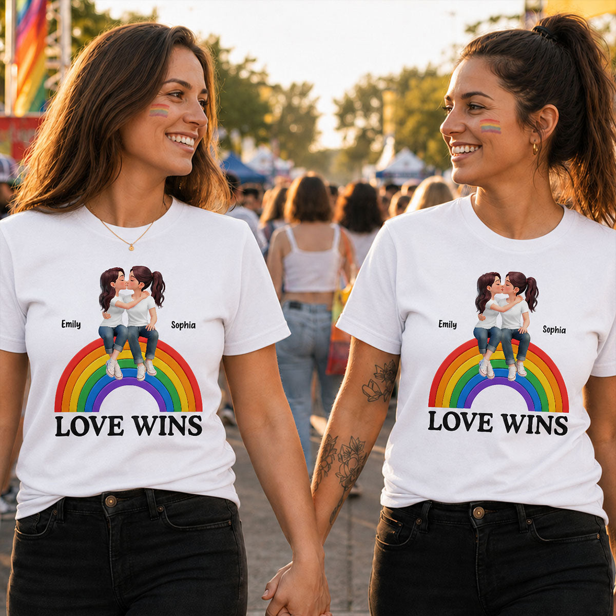 LGBT+ Couple Love Is Love - Personalized Shirt - Matching Shirts For Couple, Happy Pride Month