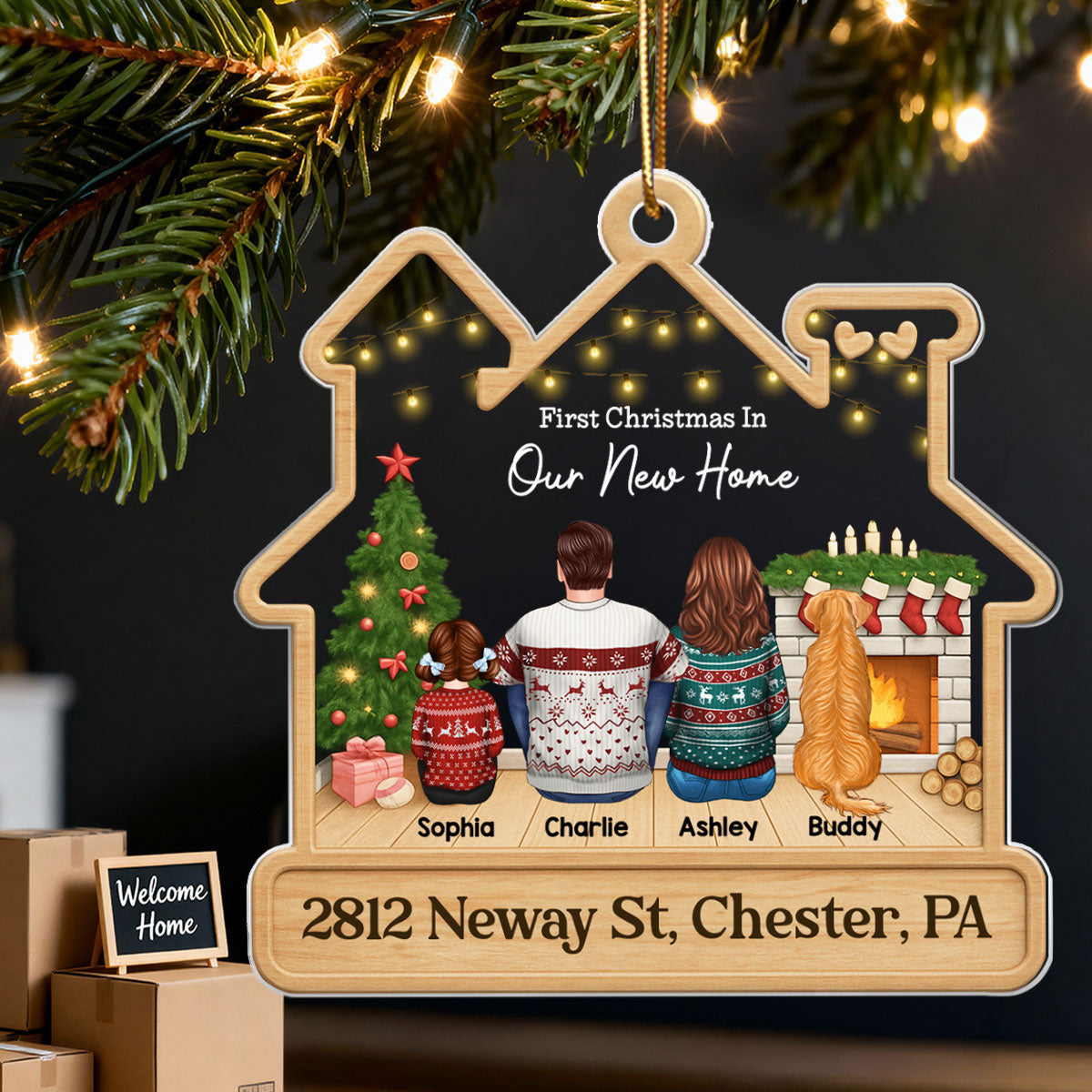 First Christmas In Our New Home 2025 - Personalized Acrylic Ornament - Unique Christmas Gift For Family
