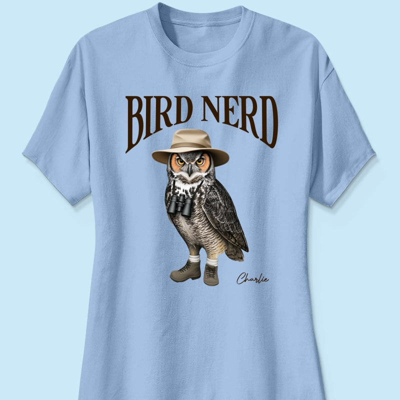Bird Nerd Custom Name Funny - Personalized Shirt - Gift for Bird Lover, Birdwatcher, Bird Watching Gifts