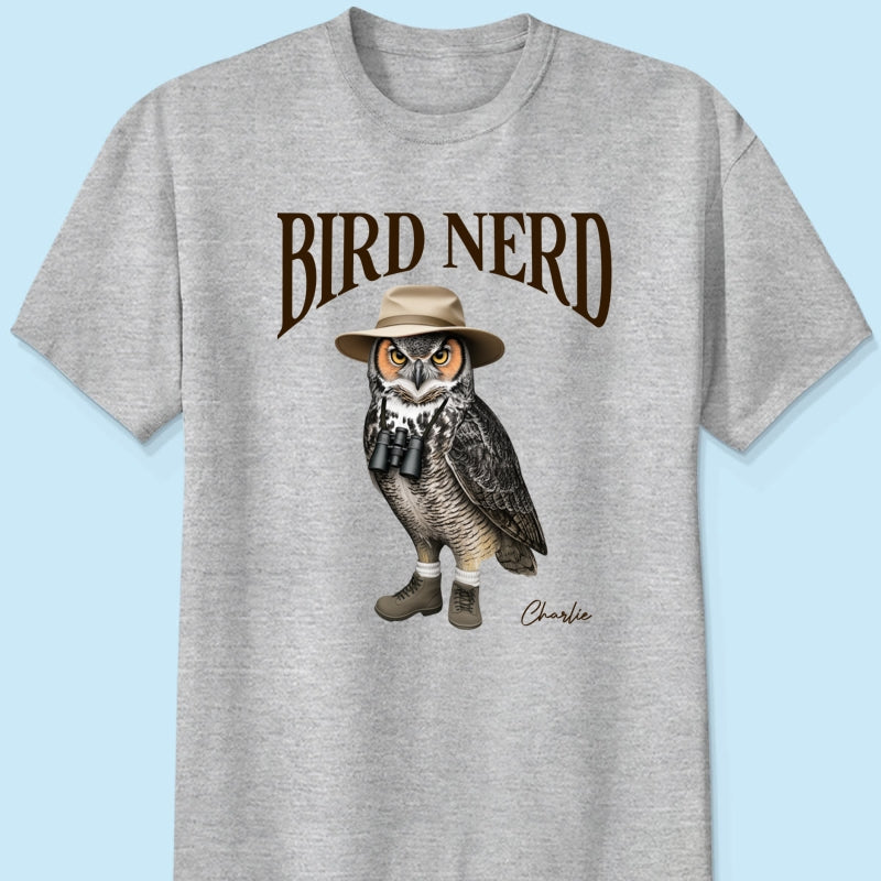 Bird Nerd Custom Name Funny - Personalized Shirt - Gift for Bird Lover, Birdwatcher, Bird Watching Gifts