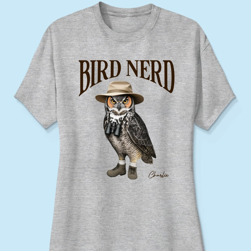 Bird Nerd Custom Name Funny - Personalized Shirt - Gift for Bird Lover, Birdwatcher, Bird Watching Gifts