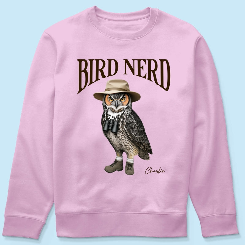 Bird Nerd Custom Name Funny - Personalized Shirt - Gift for Bird Lover, Birdwatcher, Bird Watching Gifts