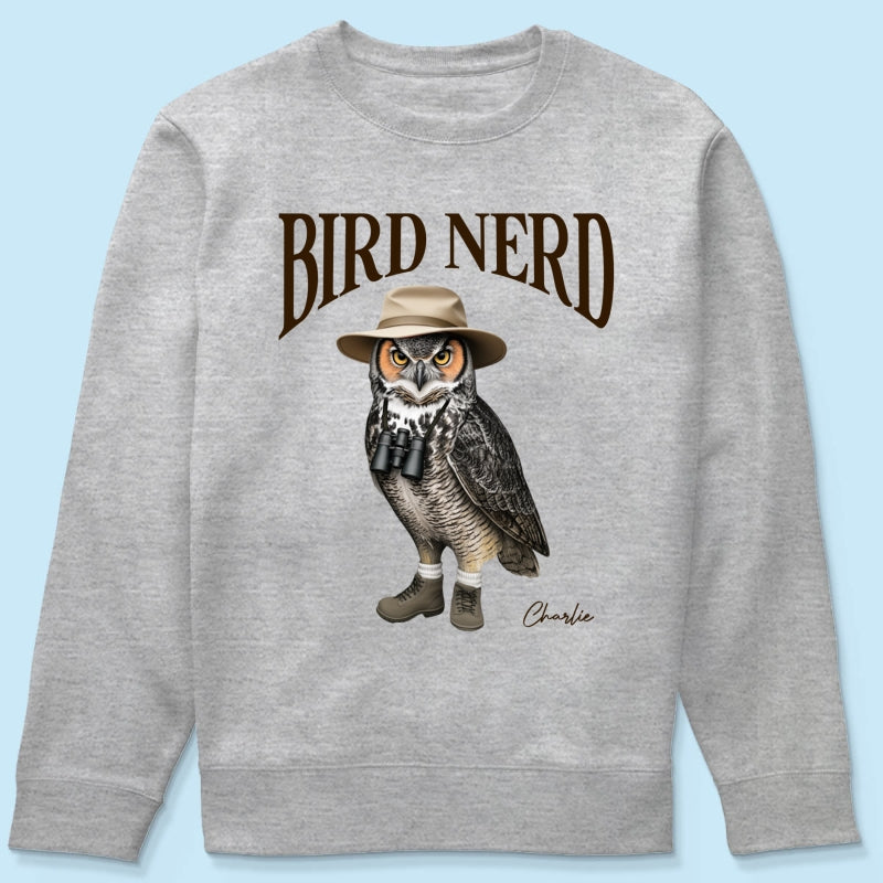 Bird Nerd Custom Name Funny - Personalized Shirt - Gift for Bird Lover, Birdwatcher, Bird Watching Gifts