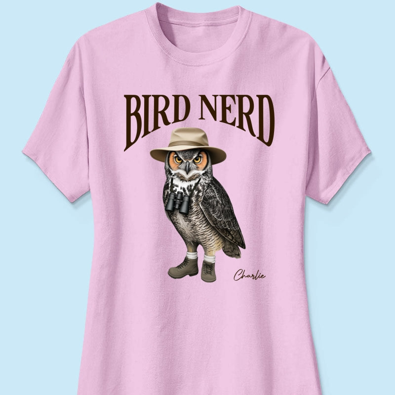 Bird Nerd Custom Name Funny - Personalized Shirt - Gift for Bird Lover, Birdwatcher, Bird Watching Gifts