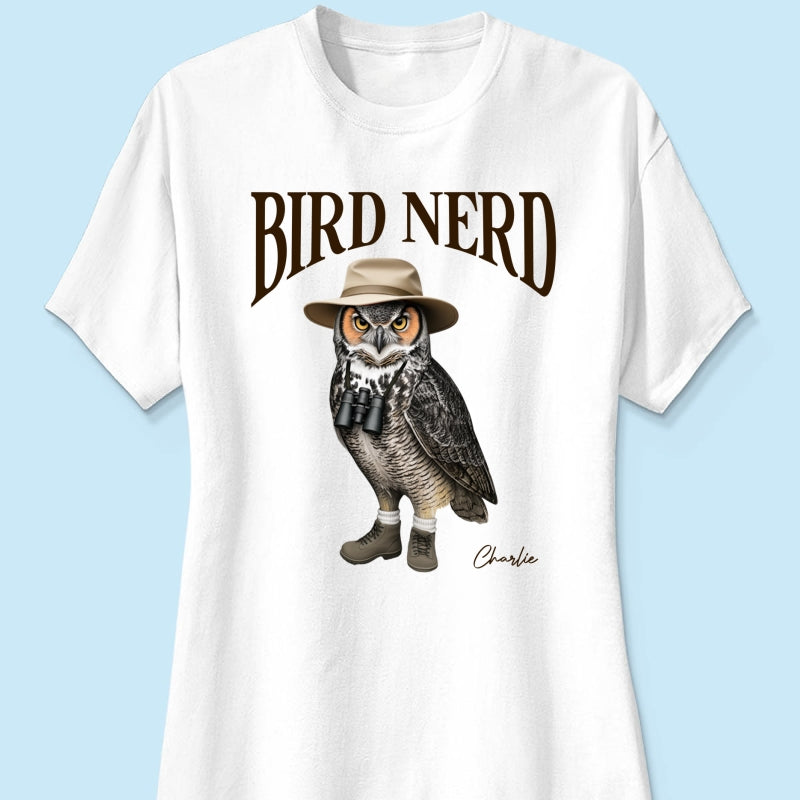 Bird Nerd Custom Name Funny - Personalized Shirt - Gift for Bird Lover, Birdwatcher, Bird Watching Gifts